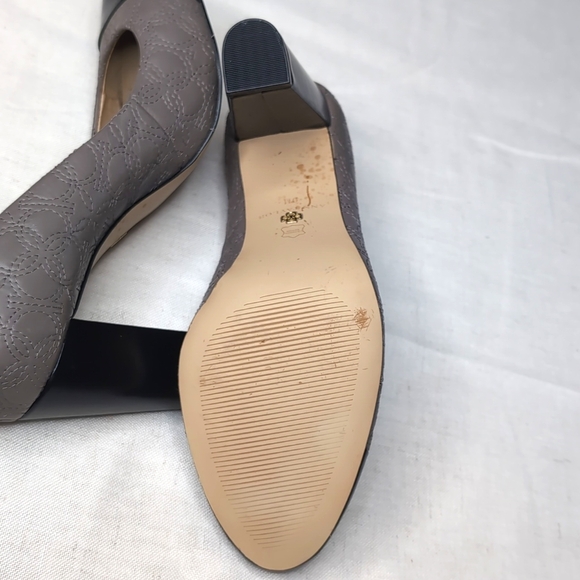 ANN TAYLOR Grey/Brown & Black Leather Heels size 9 M - Picture 7 of 12